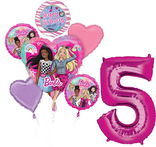 Michaels, Barbie™ Birthday 7-Piece Foil Balloon Bouquet – Category: Foil Balloons